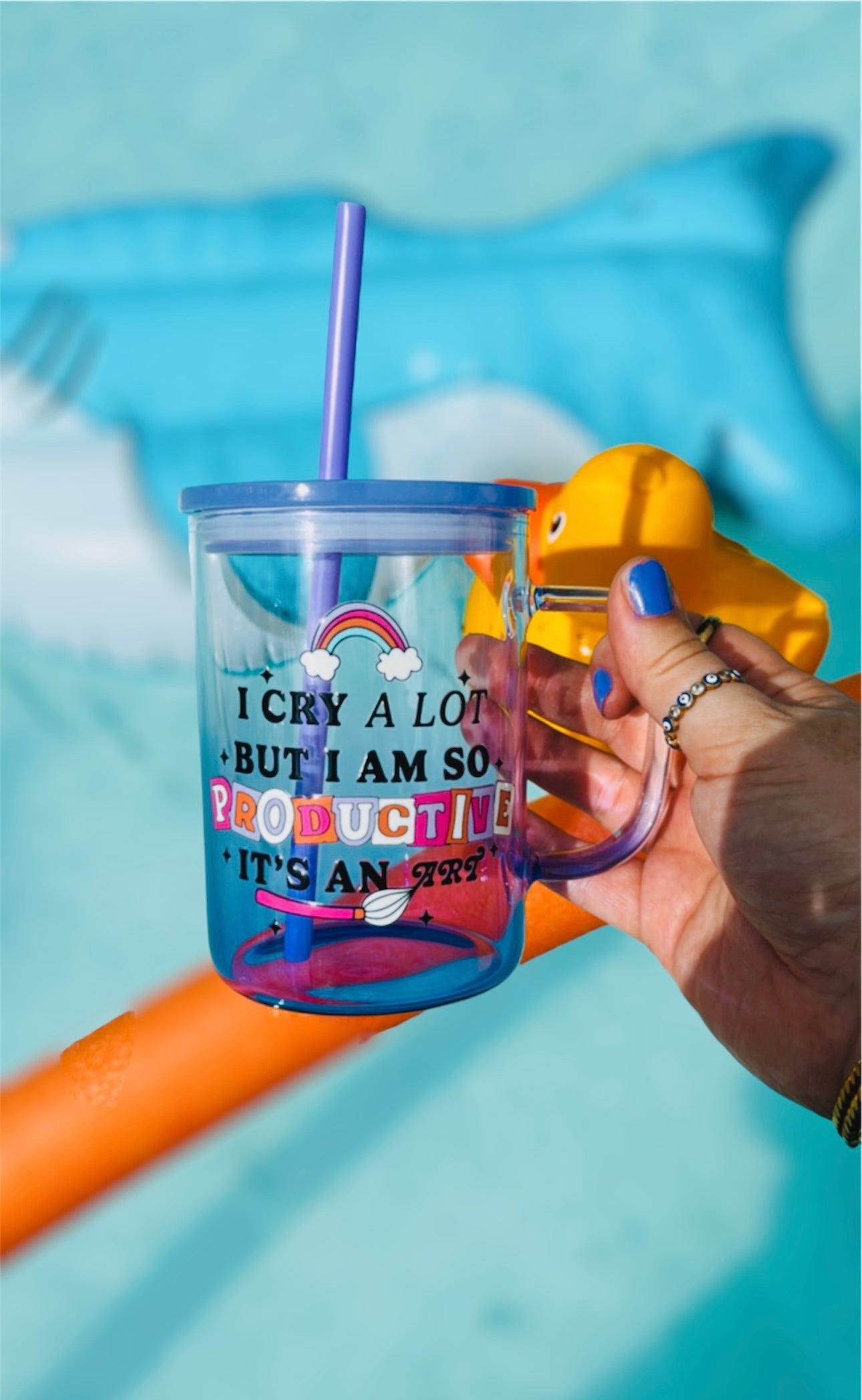 I cry a lot but I am productive glass cup